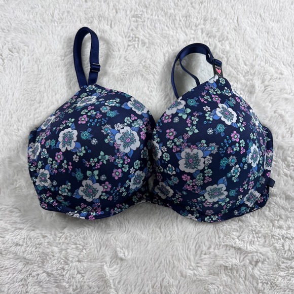 Victoria's Secret Other - Victorias Secret Women's  Floral Push-Up Bra Navy Blue Size 34DD NWT 11173217